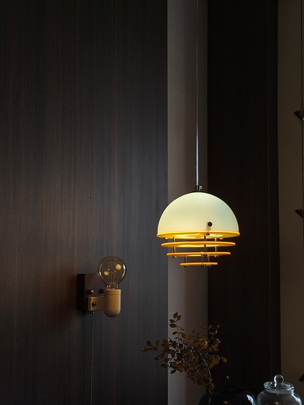 Stylish Pendant Lamp Bauhaus Design Orange-White Ambient Lighting for Modern Interiors - Lamylie
