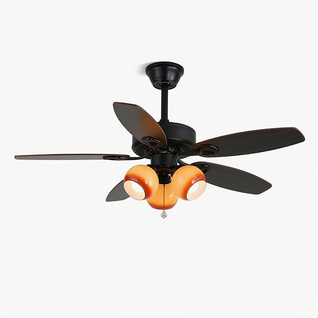Deckenventilator mit Beleuchtung und Fernbedienung, klassisches Holz und Glas, Ø107 cm – Lamylie