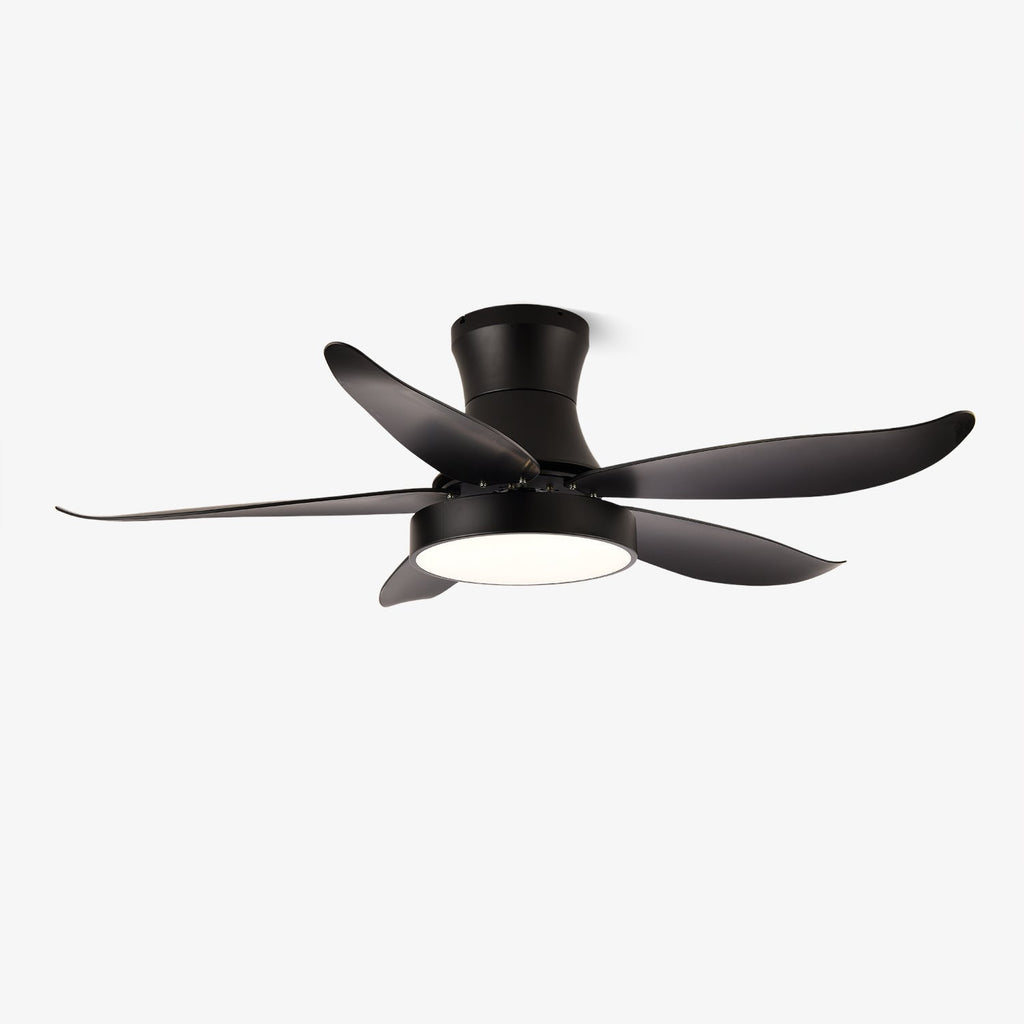Takvifte med belysning 132 cm, moderne svart metall og plast, LED 24 W, justerbar med 6 hastigheter – Lamylie