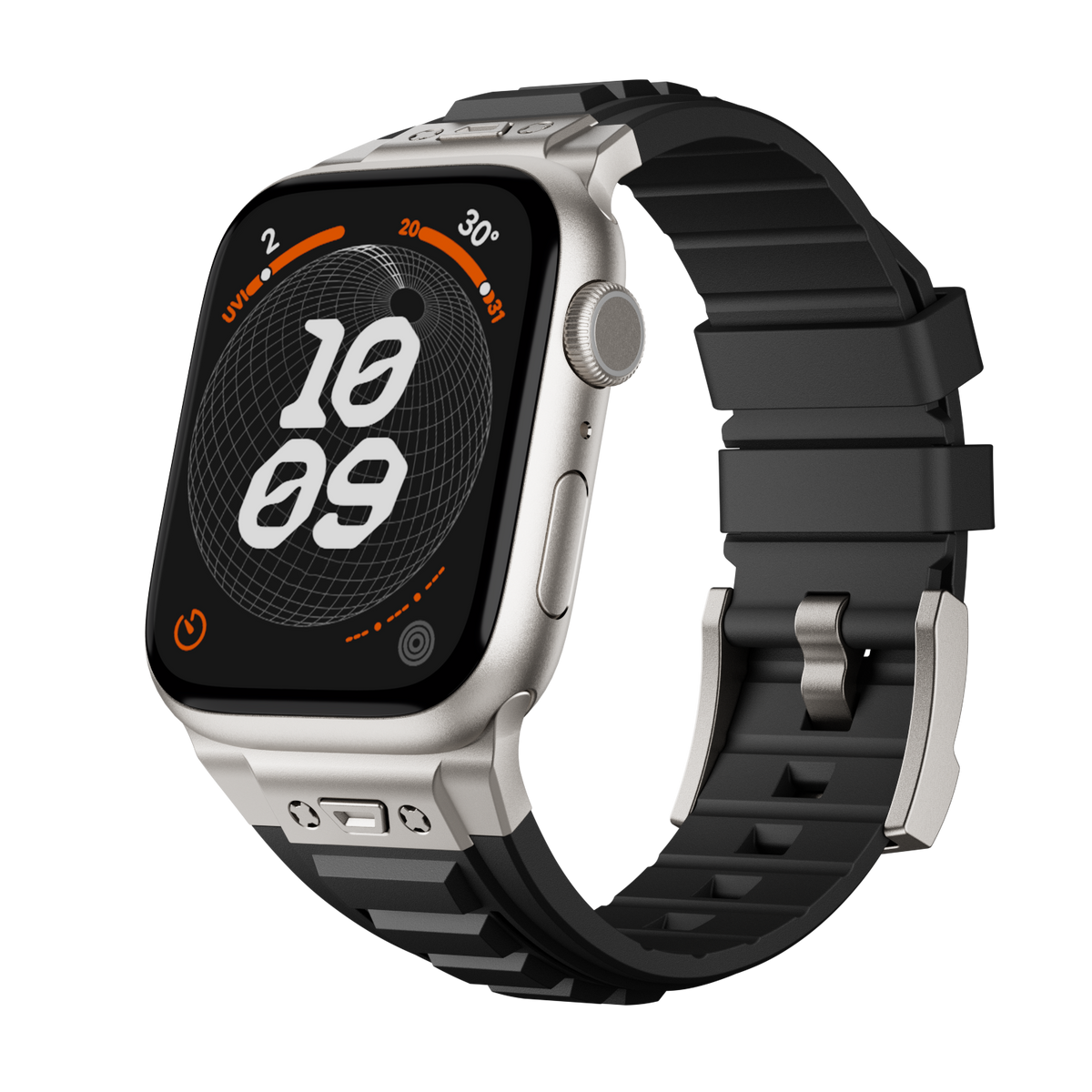 Taktyczny silikonowy pasek AeroGuard — aktywne kanały wentylacyjne, pasek do Apple Watch