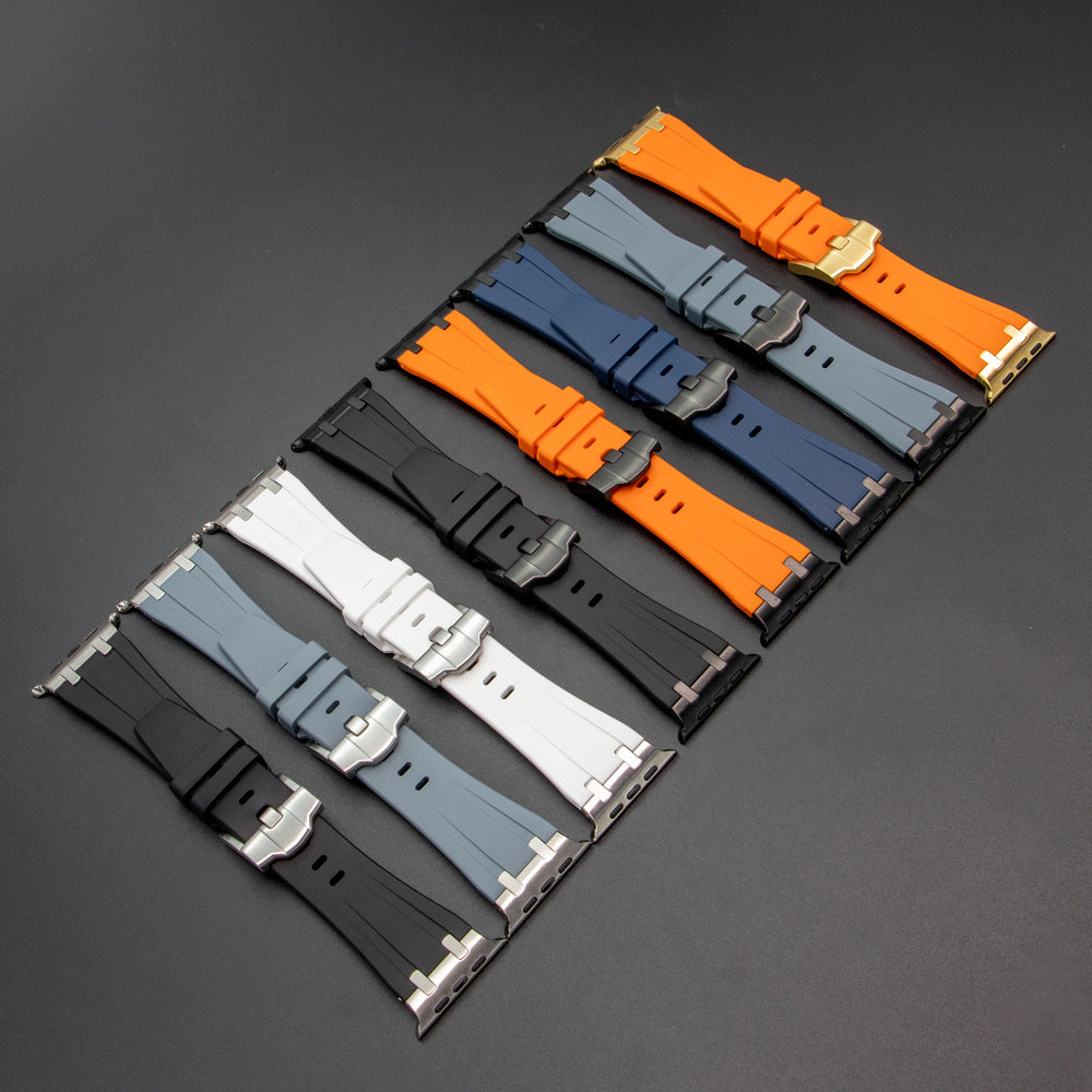 NovaFlex-armband i flytande silikon för Apple Watch Edition — polerad metallände