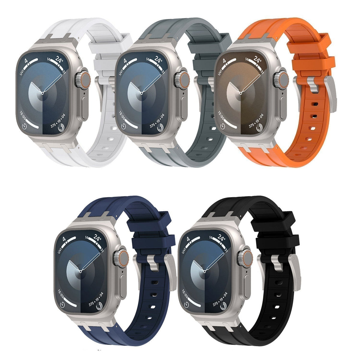 NovaFlex-armband i flytande silikon för Apple Watch Edition — polerad metallände