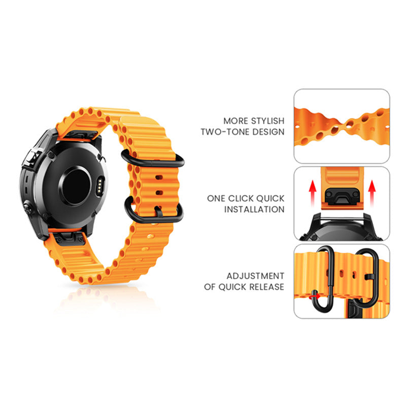 AquaStride szilikon óceánszíj — 22 mm-es és 26 mm-es cserepánt Garmin órához