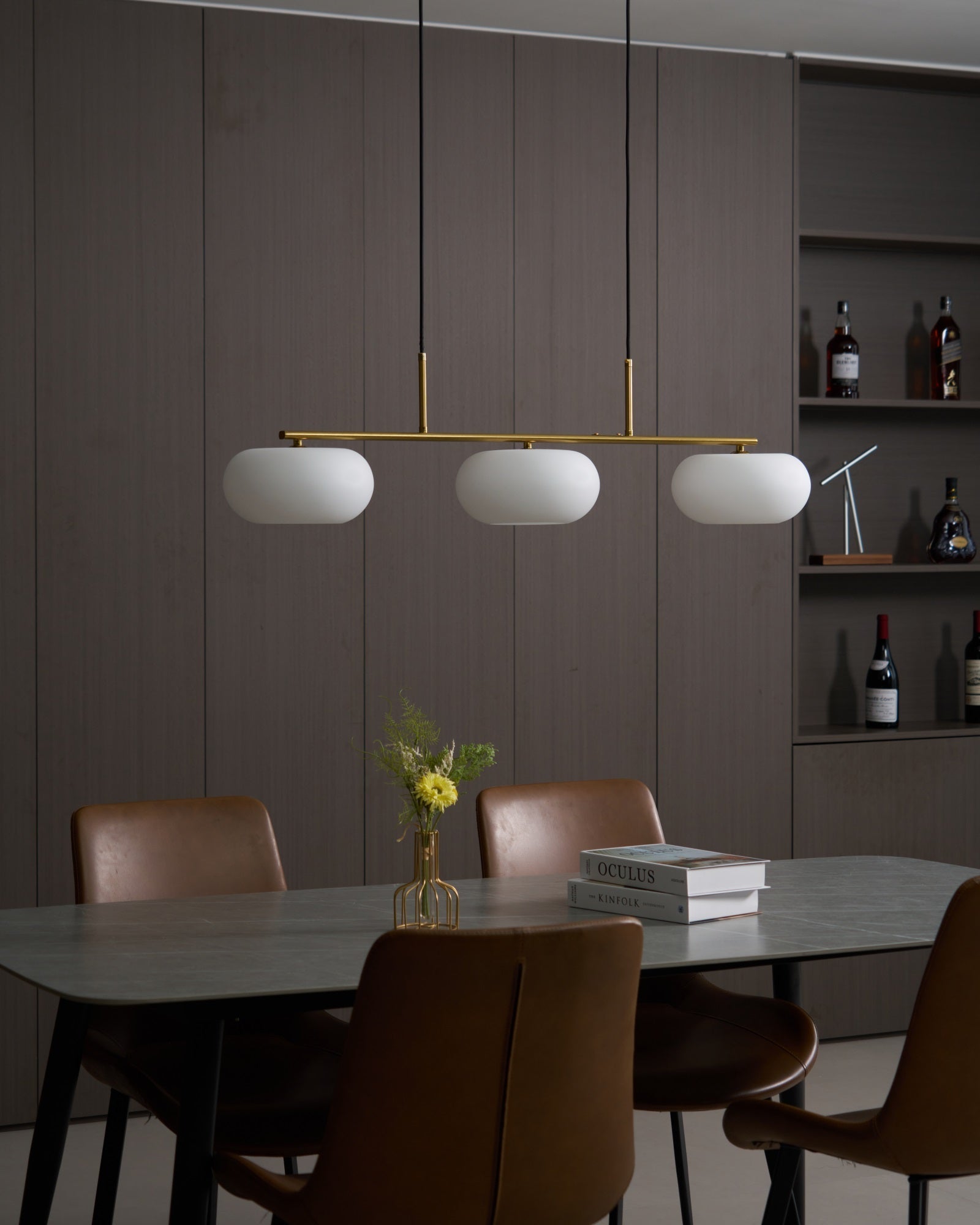 Design-Hängeleuchte mit 3 Glaskugelschirmen - Stilvolle Esszimmerbeleuchtung für Tisch und Kücheninsel - Verstellbar 150 cm - Nickel oder Gold - E26/E27 - Lamylie