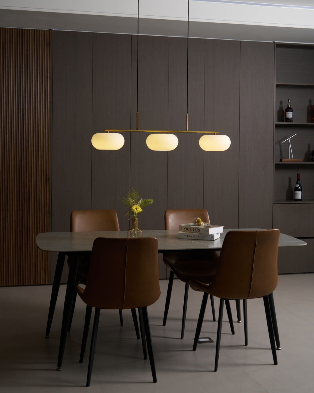 Design-Hängeleuchte mit 3 Glaskugelschirmen - Stilvolle Esszimmerbeleuchtung für Tisch und Kücheninsel - Verstellbar 150 cm - Nickel oder Gold - E26/E27 - Lamylie