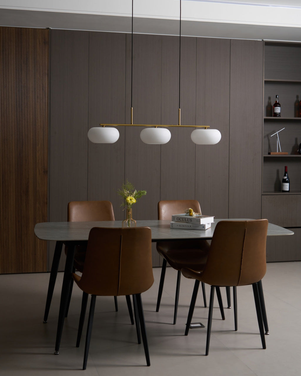 Design-Hängeleuchte mit 3 Glaskugelschirmen - Stilvolle Esszimmerbeleuchtung für Tisch und Kücheninsel - Verstellbar 150 cm - Nickel oder Gold - E26/E27 - Lamylie