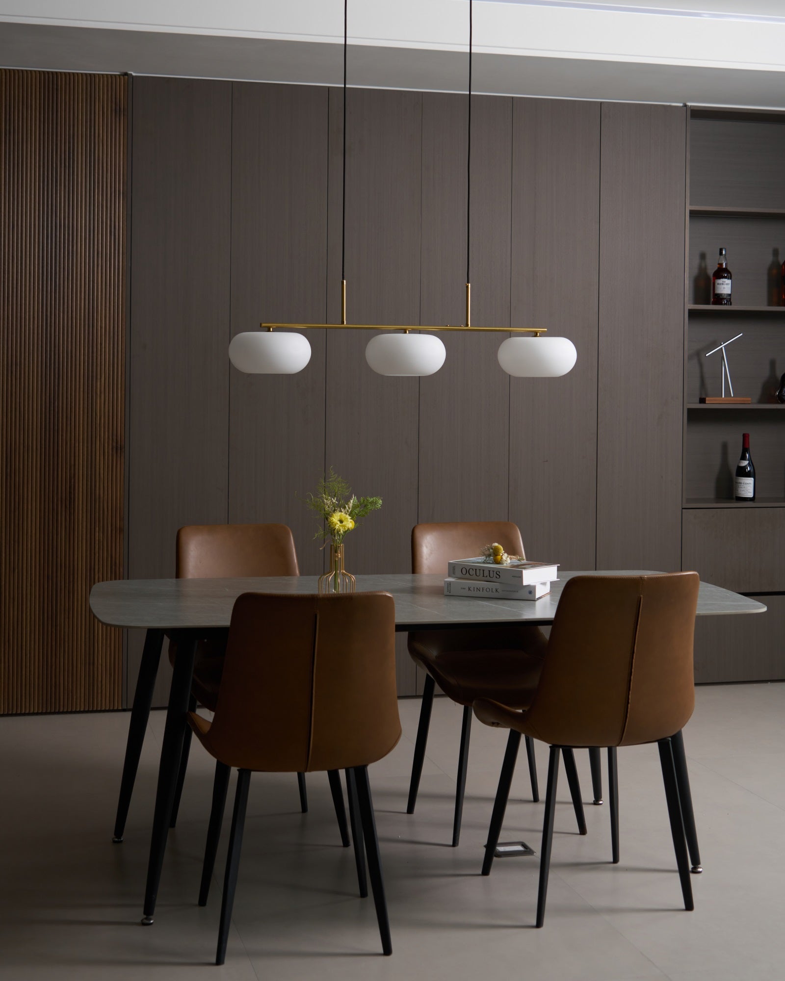 Design-Hängeleuchte mit 3 Glaskugelschirmen - Stilvolle Esszimmerbeleuchtung für Tisch und Kücheninsel - Verstellbar 150 cm - Nickel oder Gold - E26/E27 - Lamylie