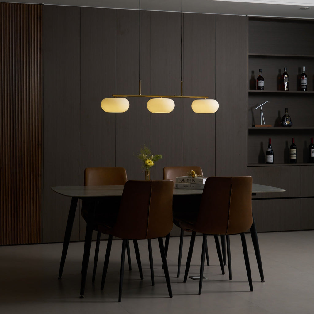 Design-Hängeleuchte mit 3 Glaskugelschirmen - Stilvolle Esszimmerbeleuchtung für Tisch und Kücheninsel - Verstellbar 150 cm - Nickel oder Gold - E26/E27 - Lamylie