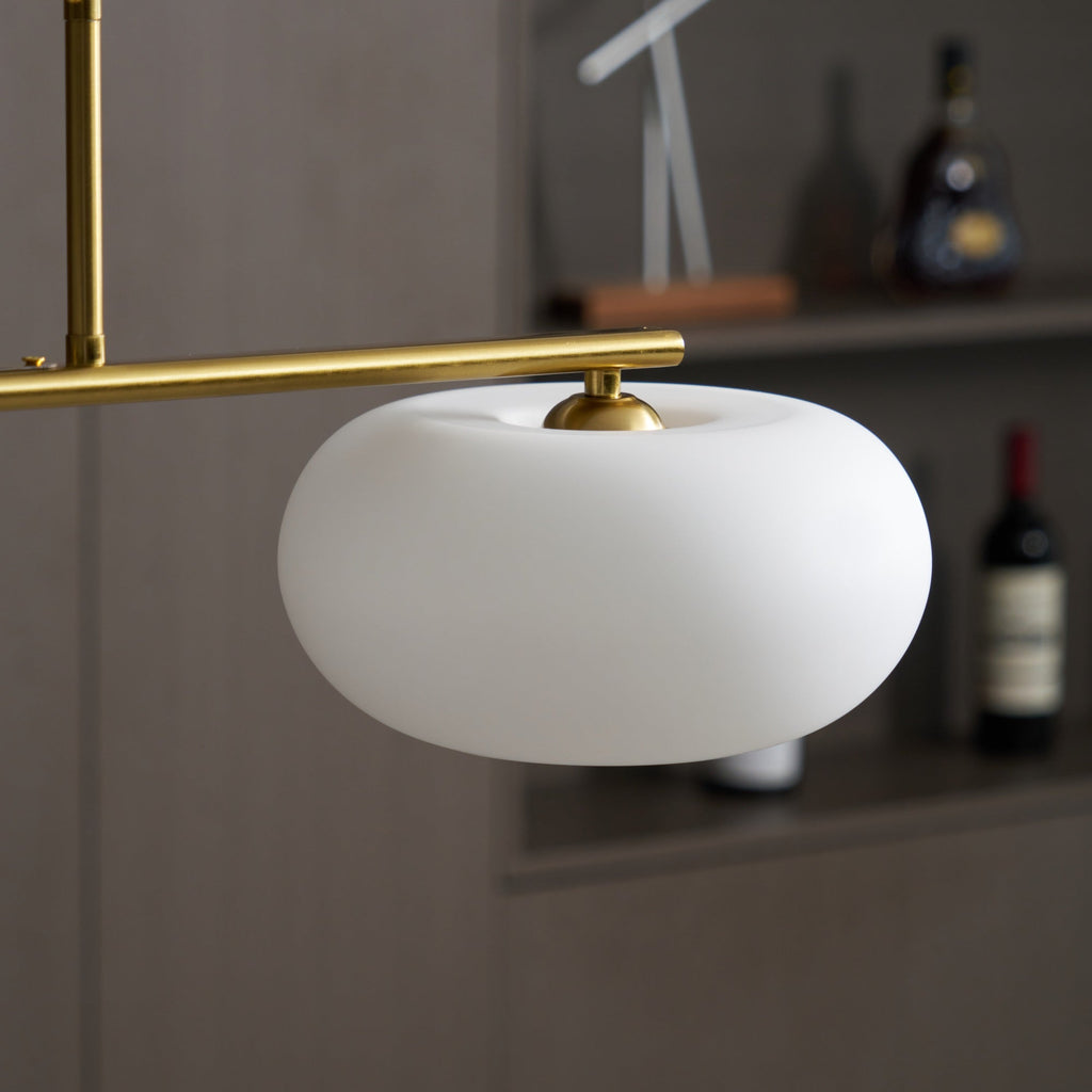 Design-Hängeleuchte mit 3 Glaskugelschirmen - Stilvolle Esszimmerbeleuchtung für Tisch und Kücheninsel - Verstellbar 150 cm - Nickel oder Gold - E26/E27 - Lamylie