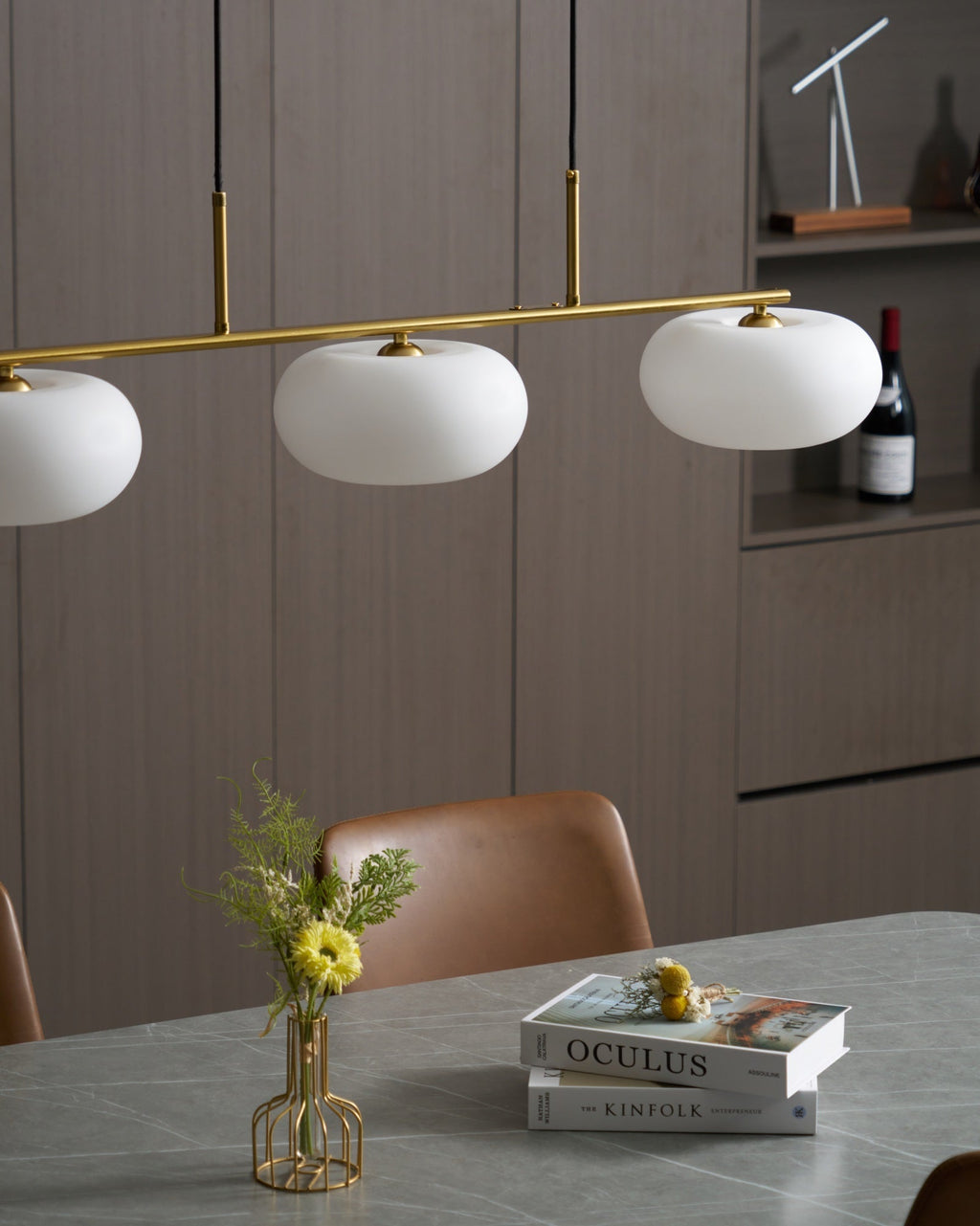 Design-Hängeleuchte mit 3 Glaskugelschirmen - Stilvolle Esszimmerbeleuchtung für Tisch und Kücheninsel - Verstellbar 150 cm - Nickel oder Gold - E26/E27 - Lamylie