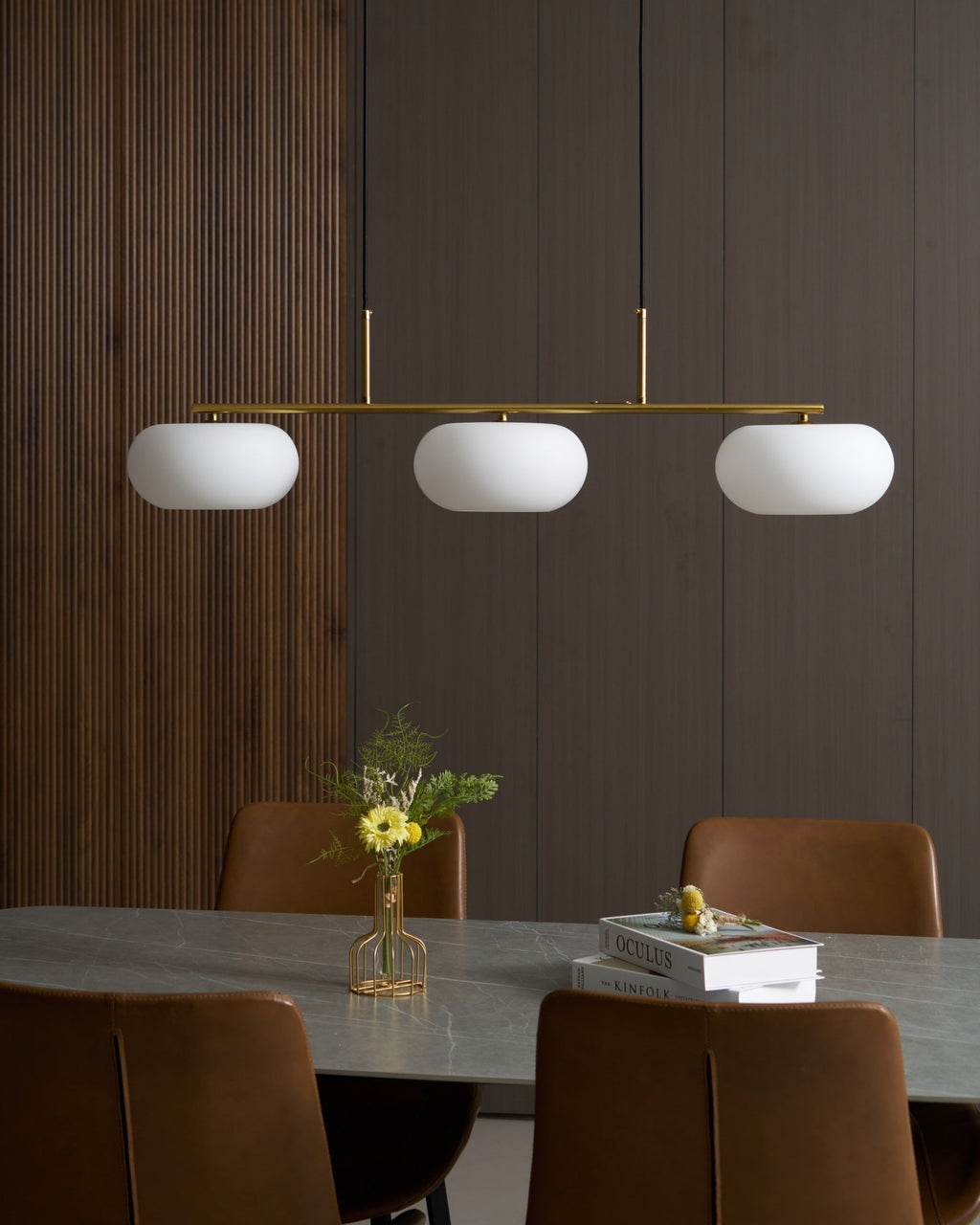 Design-Hängeleuchte mit 3 Glaskugelschirmen - Stilvolle Esszimmerbeleuchtung für Tisch und Kücheninsel - Verstellbar 150 cm - Nickel oder Gold - E26/E27 - Lamylie