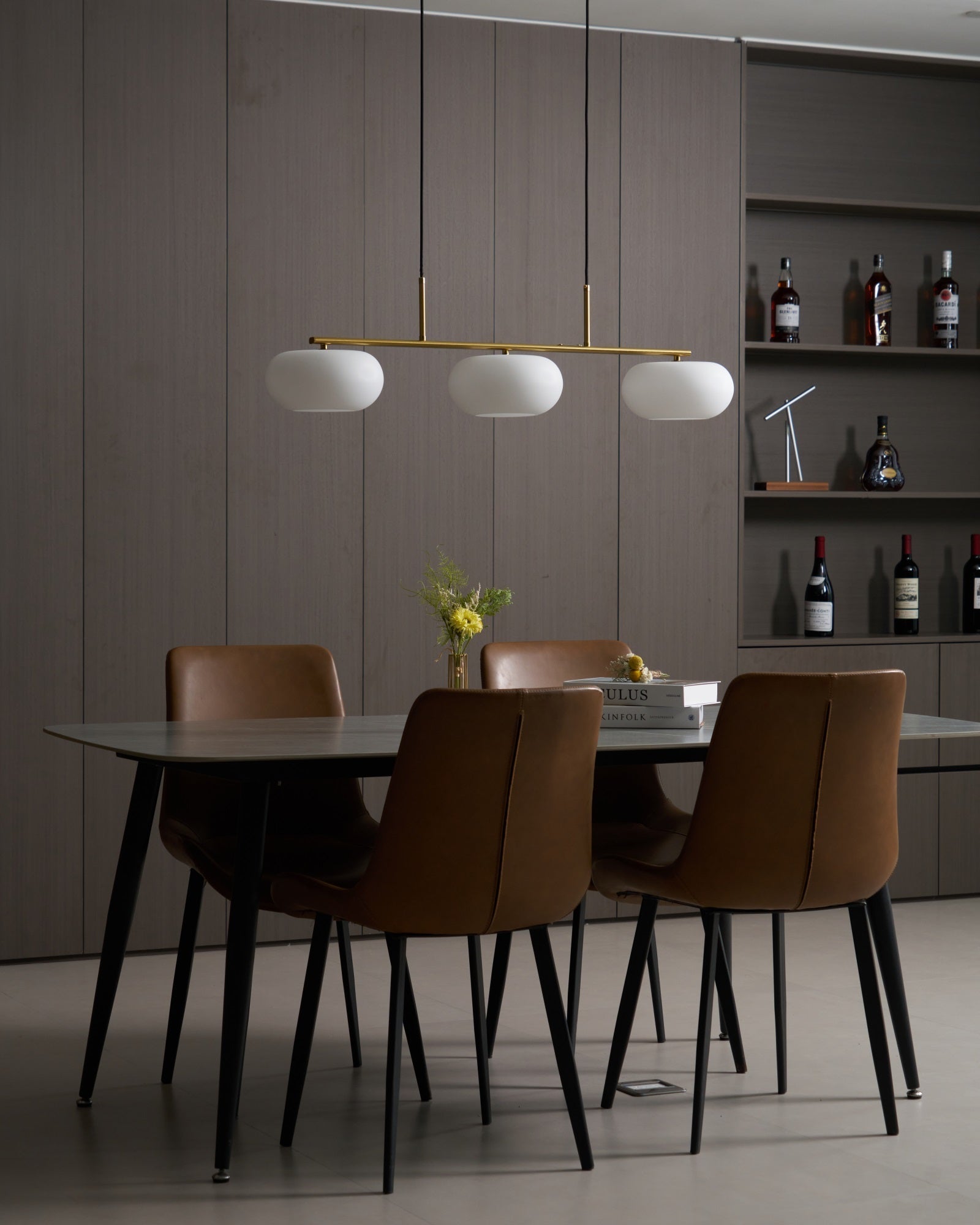 Design-Hängeleuchte mit 3 Glaskugelschirmen - Stilvolle Esszimmerbeleuchtung für Tisch und Kücheninsel - Verstellbar 150 cm - Nickel oder Gold - E26/E27 - Lamylie