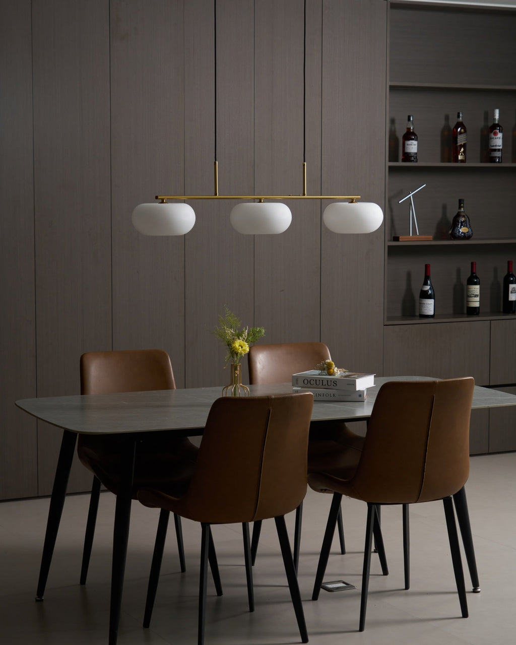 Design-Hängeleuchte mit 3 Glaskugelschirmen - Stilvolle Esszimmerbeleuchtung für Tisch und Kücheninsel - Verstellbar 150 cm - Nickel oder Gold - E26/E27 - Lamylie