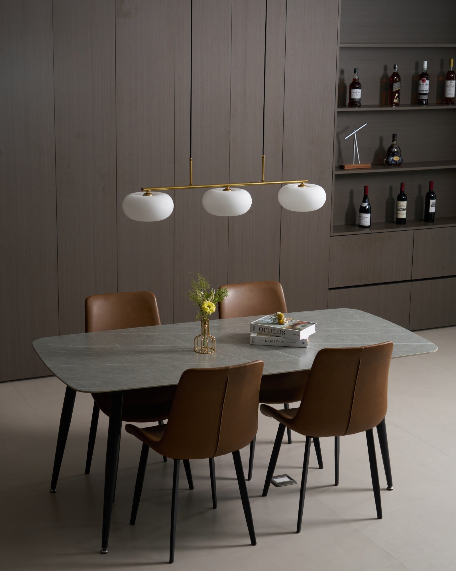 Design-Hängeleuchte mit 3 Glaskugelschirmen - Stilvolle Esszimmerbeleuchtung für Tisch und Kücheninsel - Verstellbar 150 cm - Nickel oder Gold - E26/E27 - Lamylie