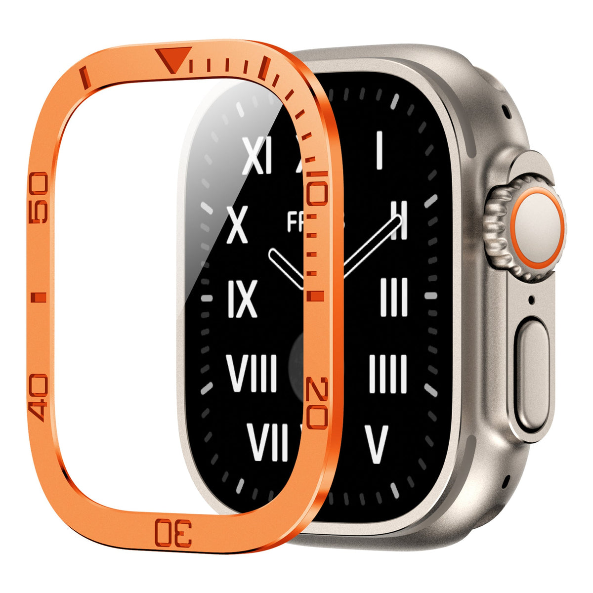 Pellicola protettiva in vetro temperato per Apple Watch Ultra e Ultra 2 di ZenGuard — cornice metallica integrale