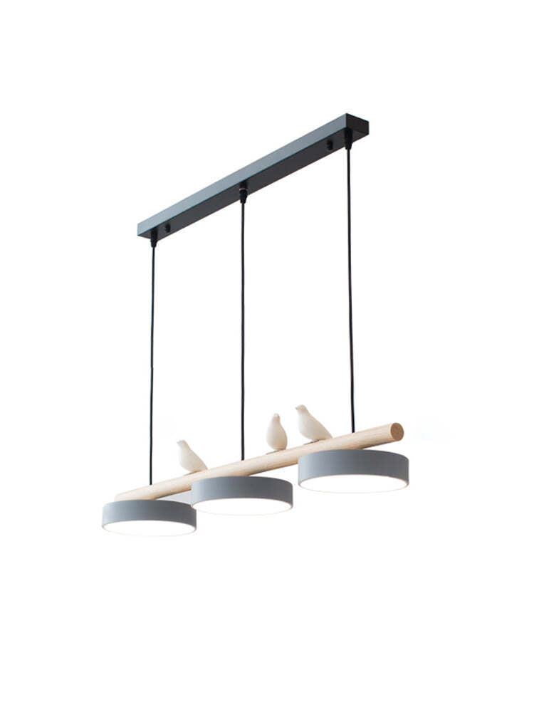 Wooden Pendant Lamp Bird Shape Three Shades Scandinavian Kitchen Island - Lamylie