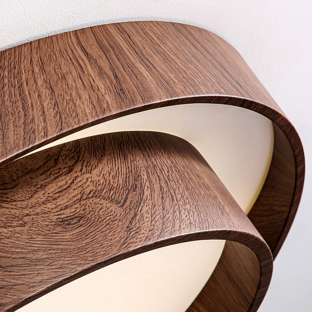 Wooden ceiling fixture with built-in LED – Warm walnut shade - Lamylie