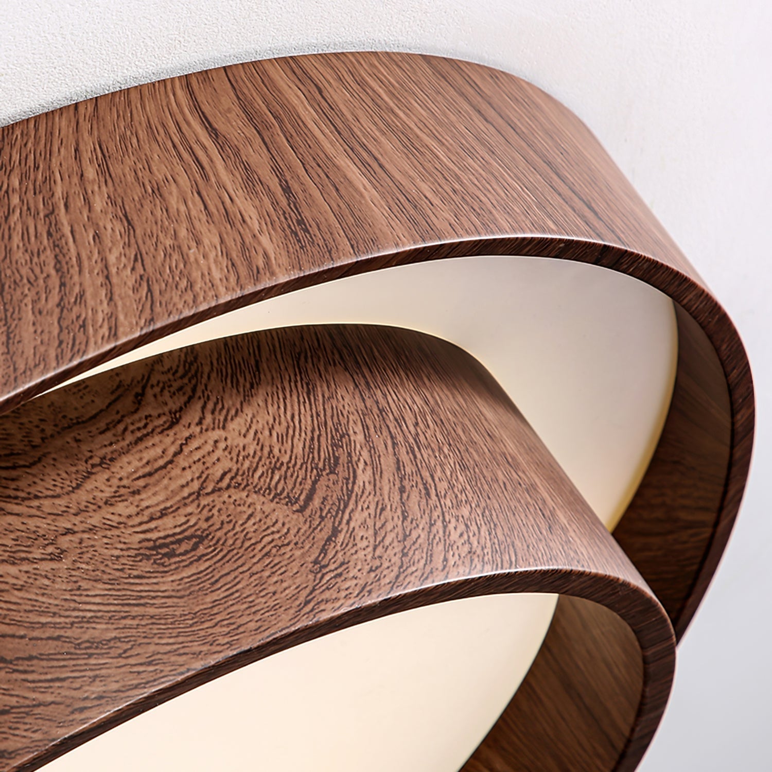 Wooden ceiling fixture with built-in LED – Warm walnut shade - Lamylie