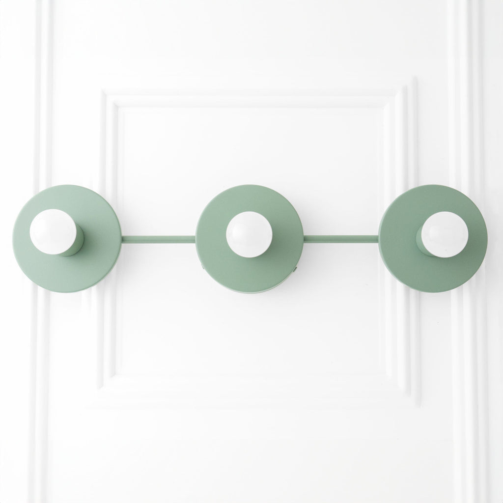 Metal Wall Lamp with Spherical Glass Shades 3-Light Bathroom Lighting Matte Green - Lamylie