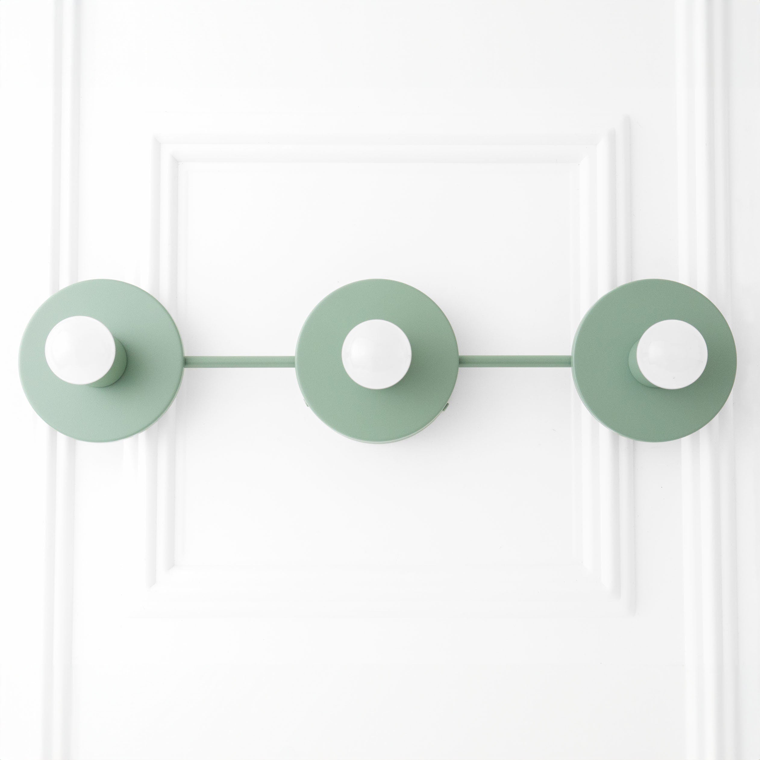 Metal Wall Lamp with Spherical Glass Shades 3-Light Bathroom Lighting Matte Green - Lamylie