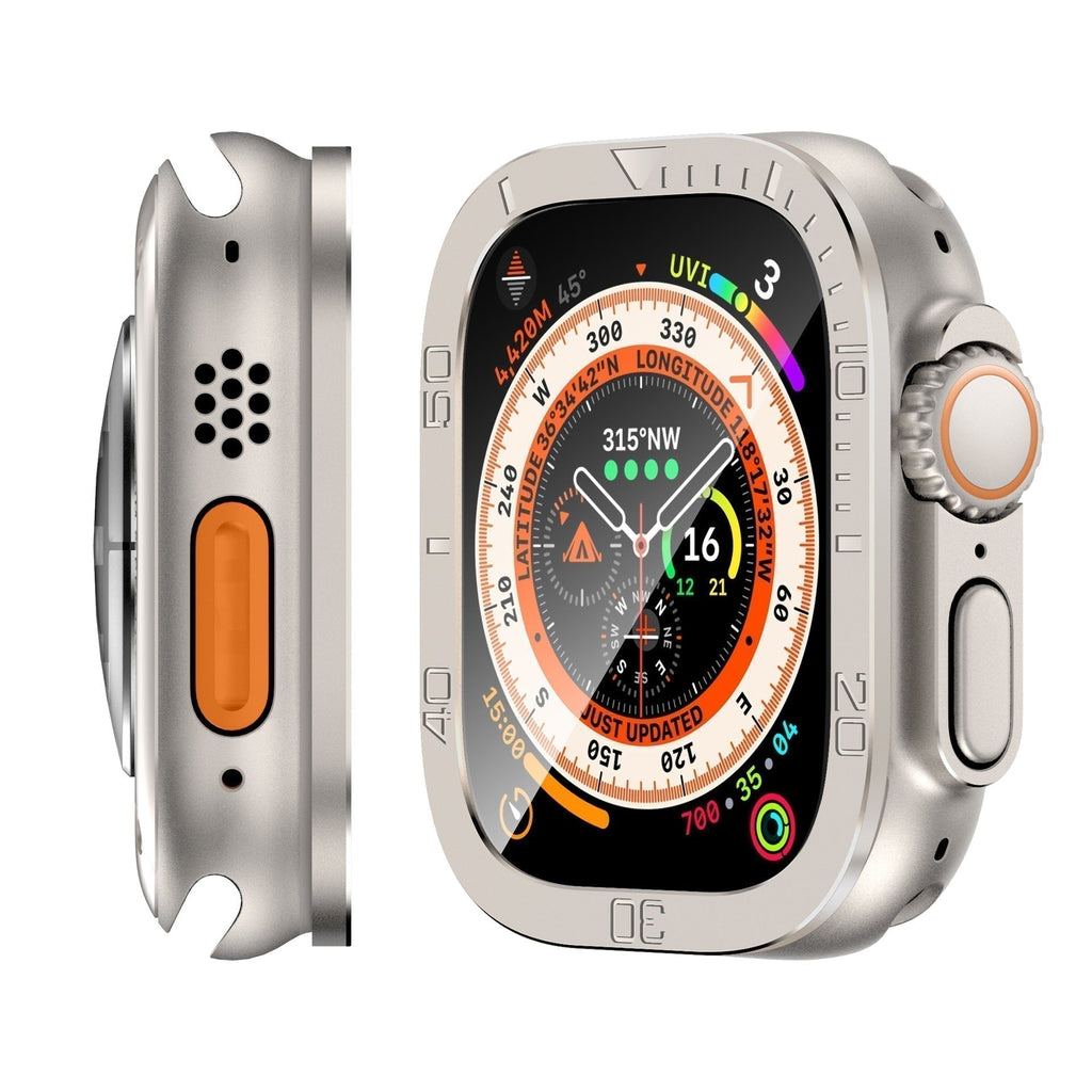 Pellicola protettiva in vetro temperato per Apple Watch Ultra e Ultra 2 di ZenGuard — cornice metallica integrale