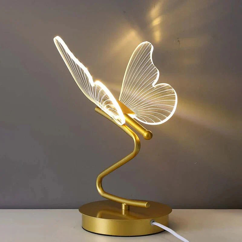 Schmetterling LED Schreibtischlampe mit Acrylflügeln – Warmes Umgebungslicht - Lamylie