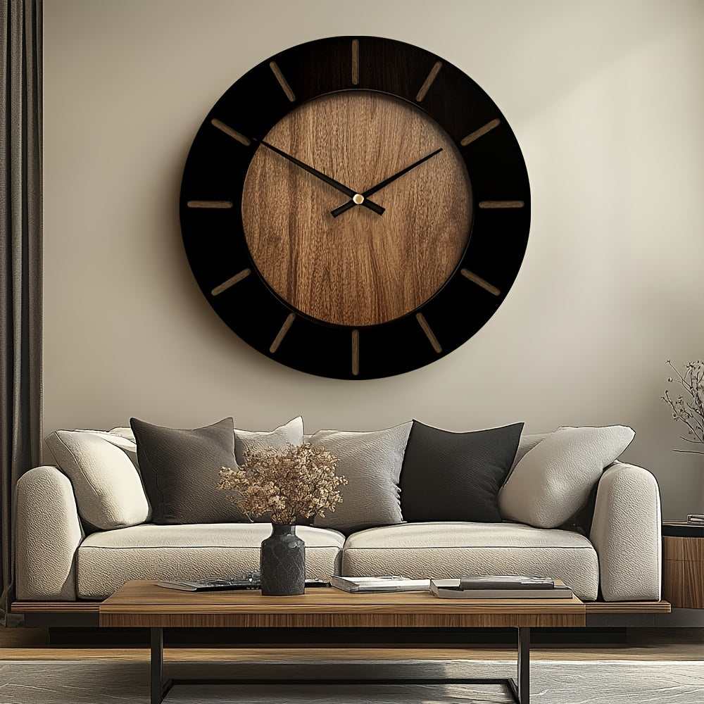 Relógio de parede de madeira TimberMuse — Movimento silencioso, silhueta clássica