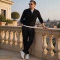 LuxeWave – Feinstrick-Poloshirt mit langen Ärmeln und Drei-Knopf-Leiste - Lamylie