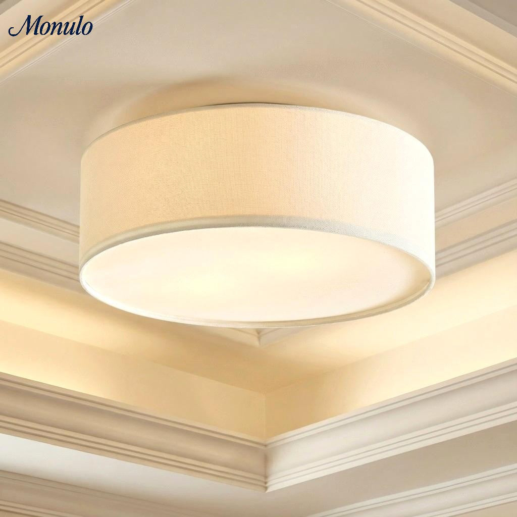 Ceiling Lamp with Linen Shade | Drum Shape Ø30/45cm | Modern Scandinavian Design | Elegant Lighting for Living Room Bedroom Dining Room - Lamylie
