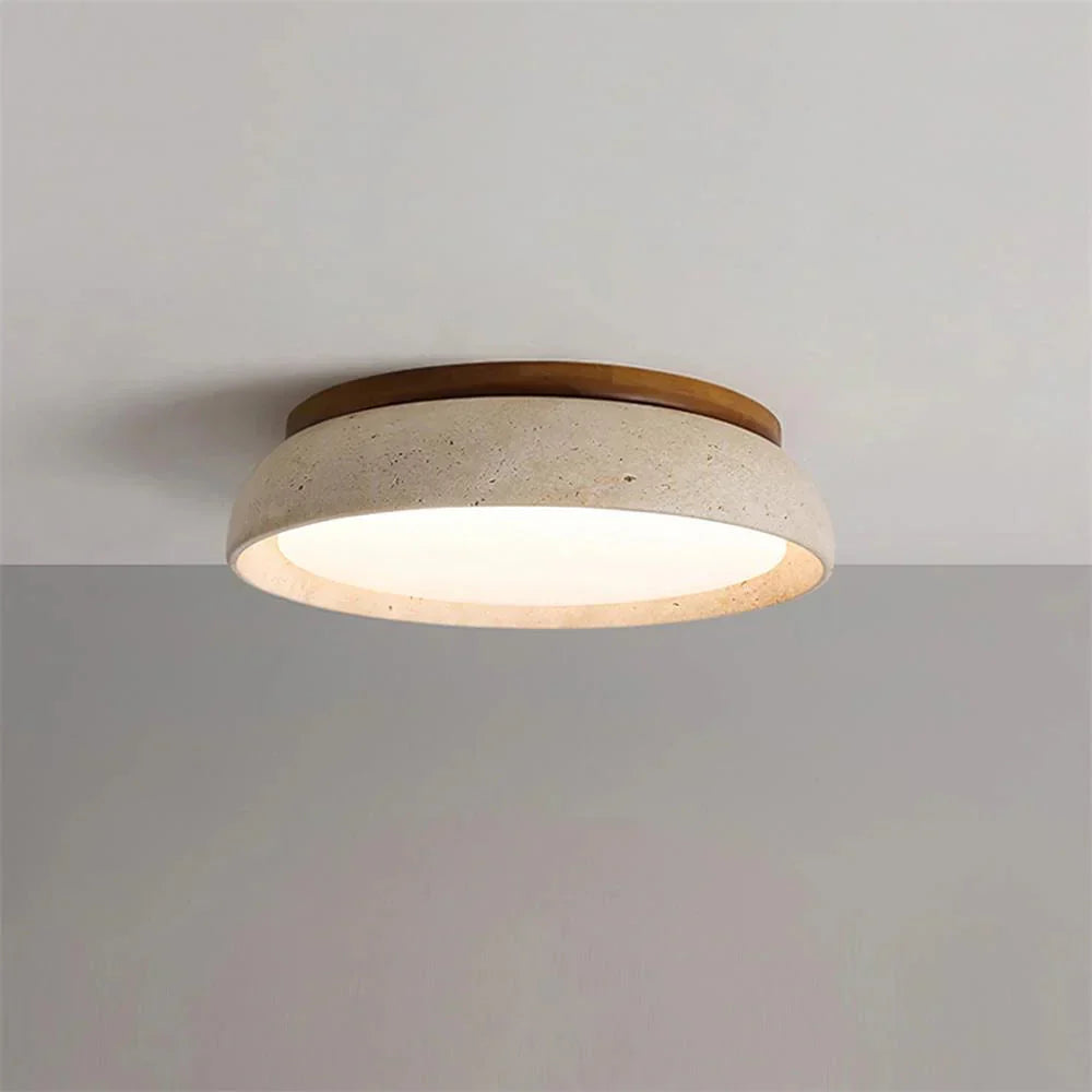 Ceiling Lamp Travertine Sculpture Beige Natural Stone 30cm 43cm Scandinavian Warm Light - Lamylie