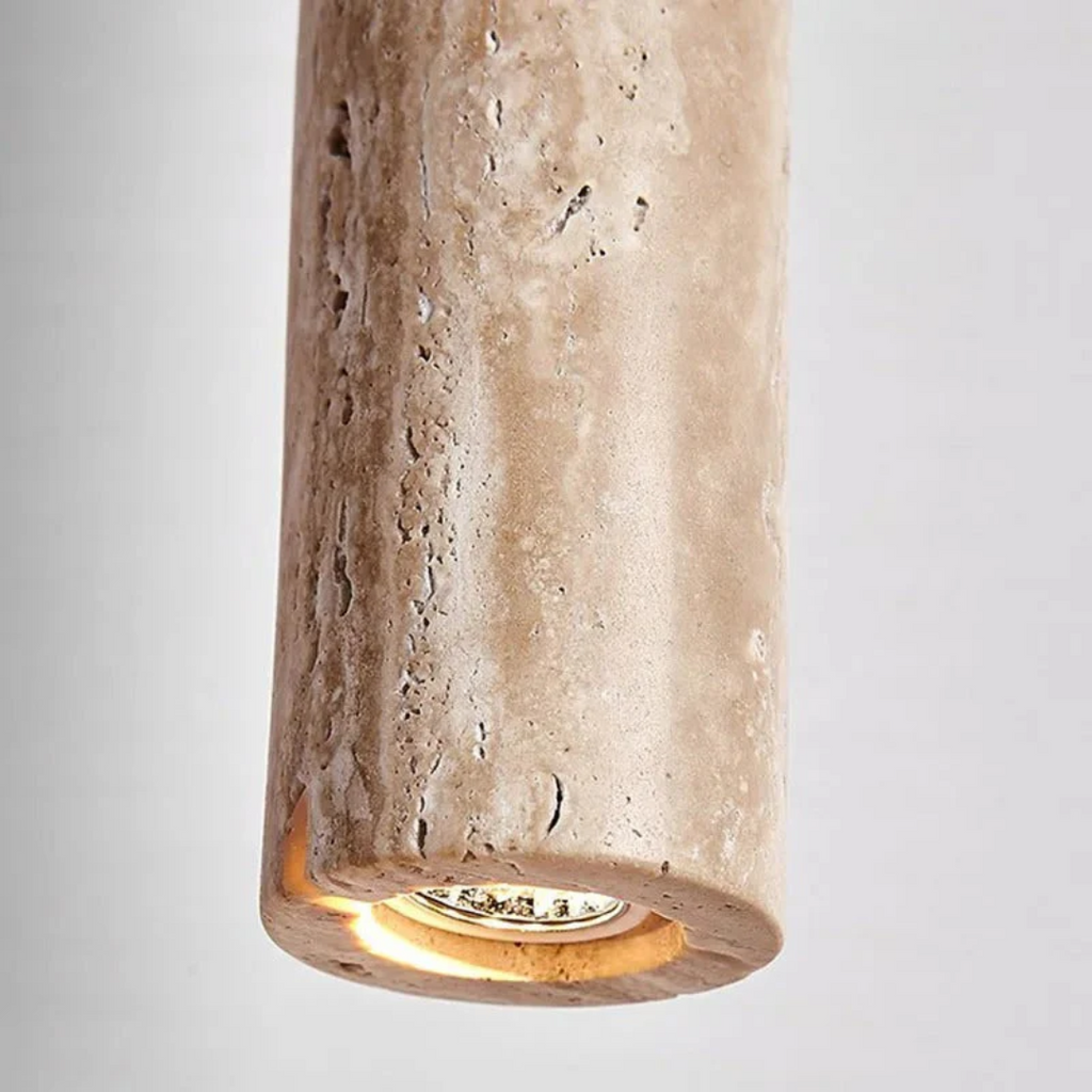 Travertin LED Hängeleuchte – Einfaches Wabi-Sabi Design, warmweiß - Lamylie