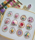 Kit de Bordado com 12 Designs Florais | Conjunto Completo | Pronto a Utilizar | NeedleNest - Lamylie