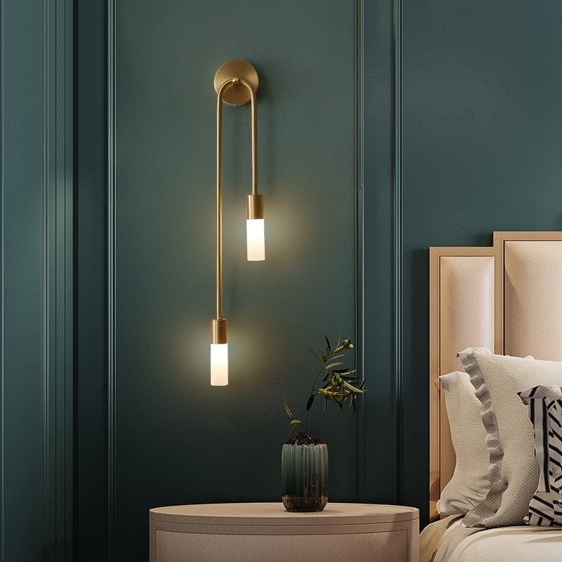 Gouden wandlamp met 2 lichtpunten | Moderne ledverlichting voor woonkamer en slaapkamer - Lamylie
