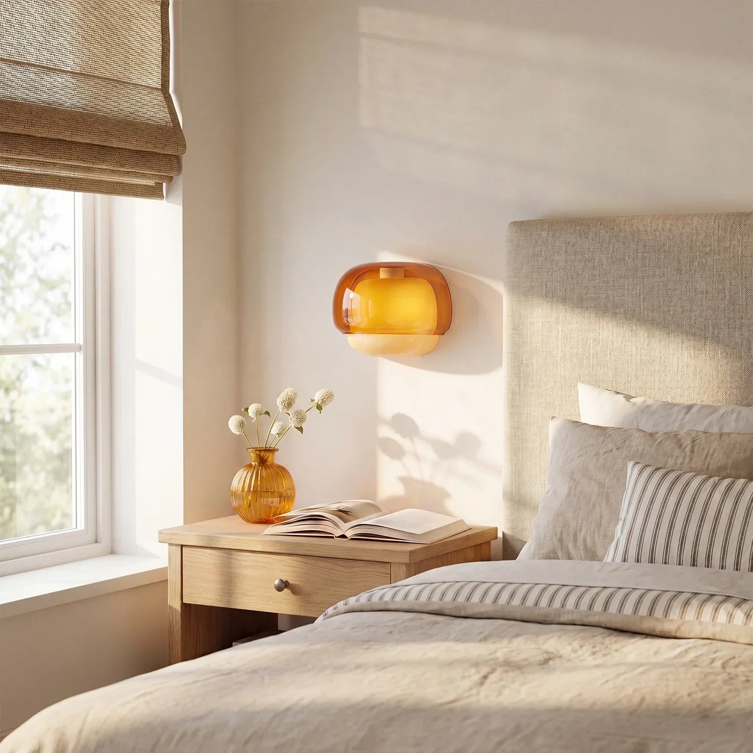 Lampada da parete moderna in vetro con doppio paralume a forma di fungo | Accento colorato per camera da letto e corridoio - Lamylie
