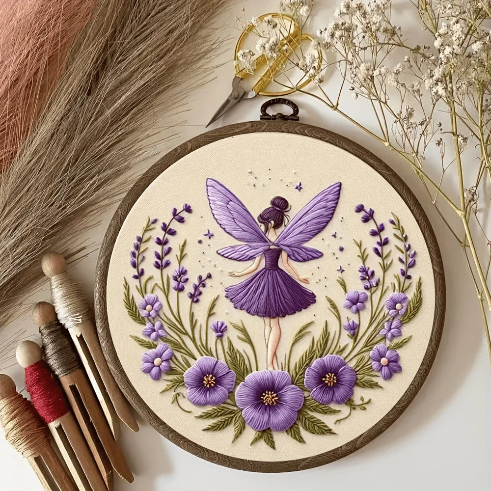 Embroidery Kit Fairy Girl | Pre-Printed Pattern | Instructions and Video Tutorials | CraftLuna - Lamylie