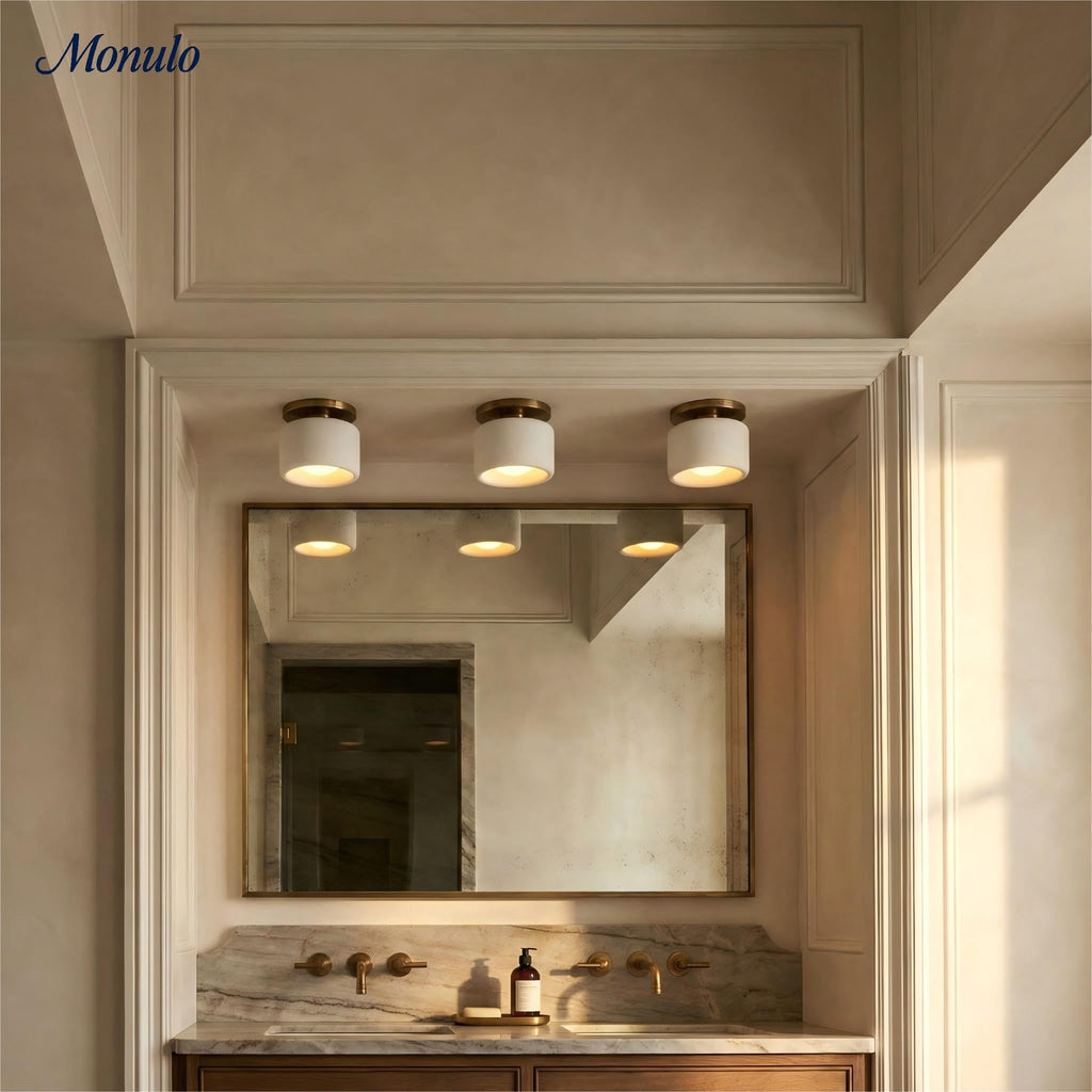 Porcelain Ceiling Lamp with Sleek Mounting | Modern Low Profile Lamp Ceramic Surface Lighting - Lamylie