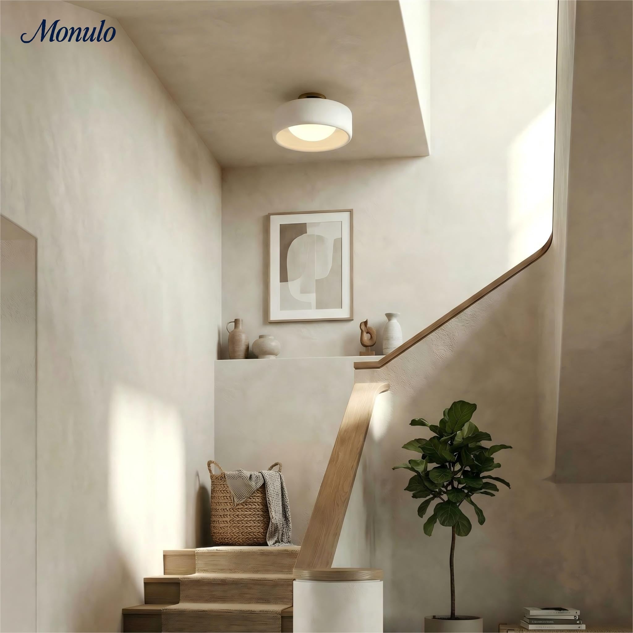 Porcelain Ceiling Lamp with Sleek Mounting | Modern Low Profile Lamp Ceramic Surface Lighting - Lamylie