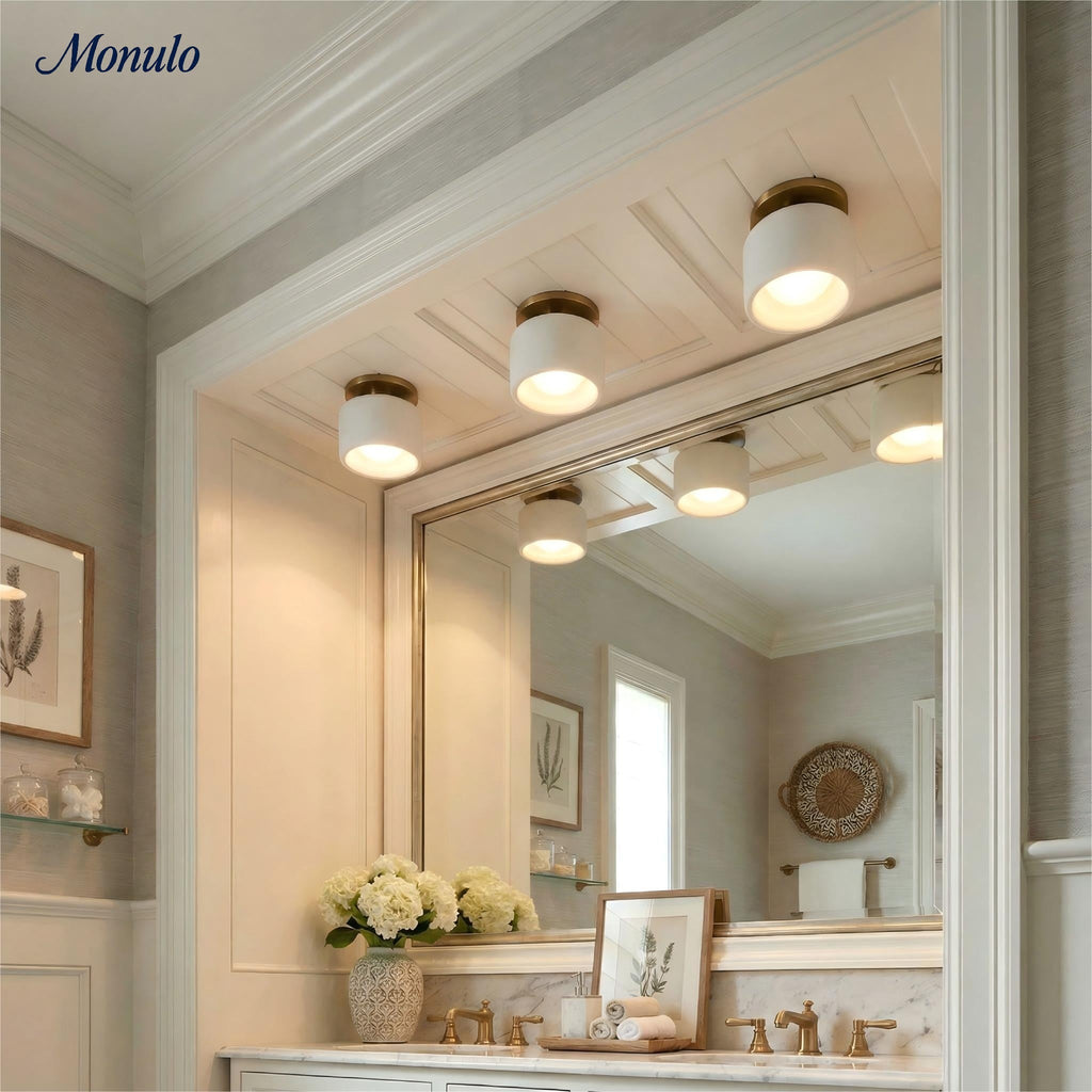 Porcelain Ceiling Lamp with Sleek Mounting | Modern Low Profile Lamp Ceramic Surface Lighting - Lamylie
