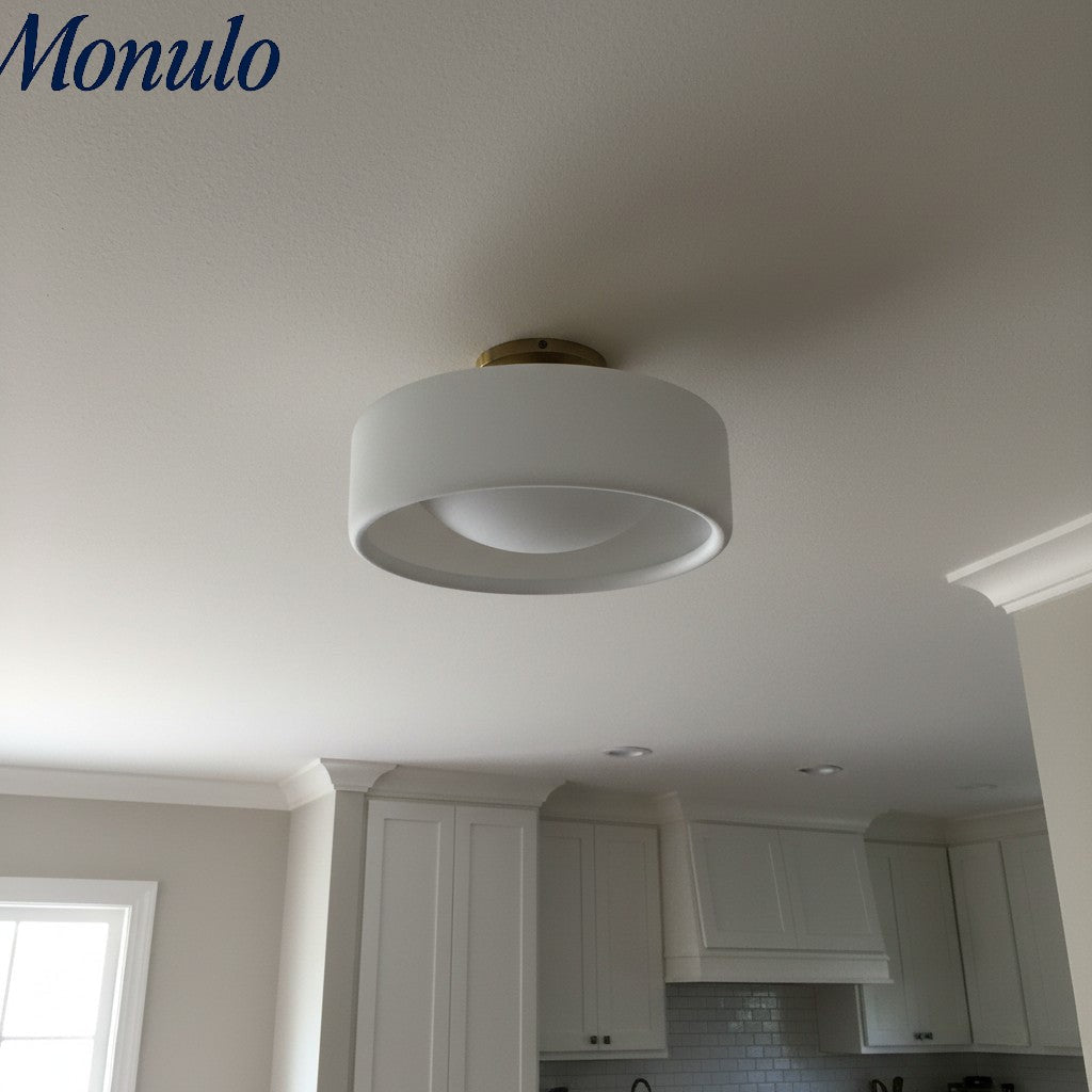Porcelain Ceiling Lamp with Sleek Mounting | Modern Low Profile Lamp Ceramic Surface Lighting - Lamylie