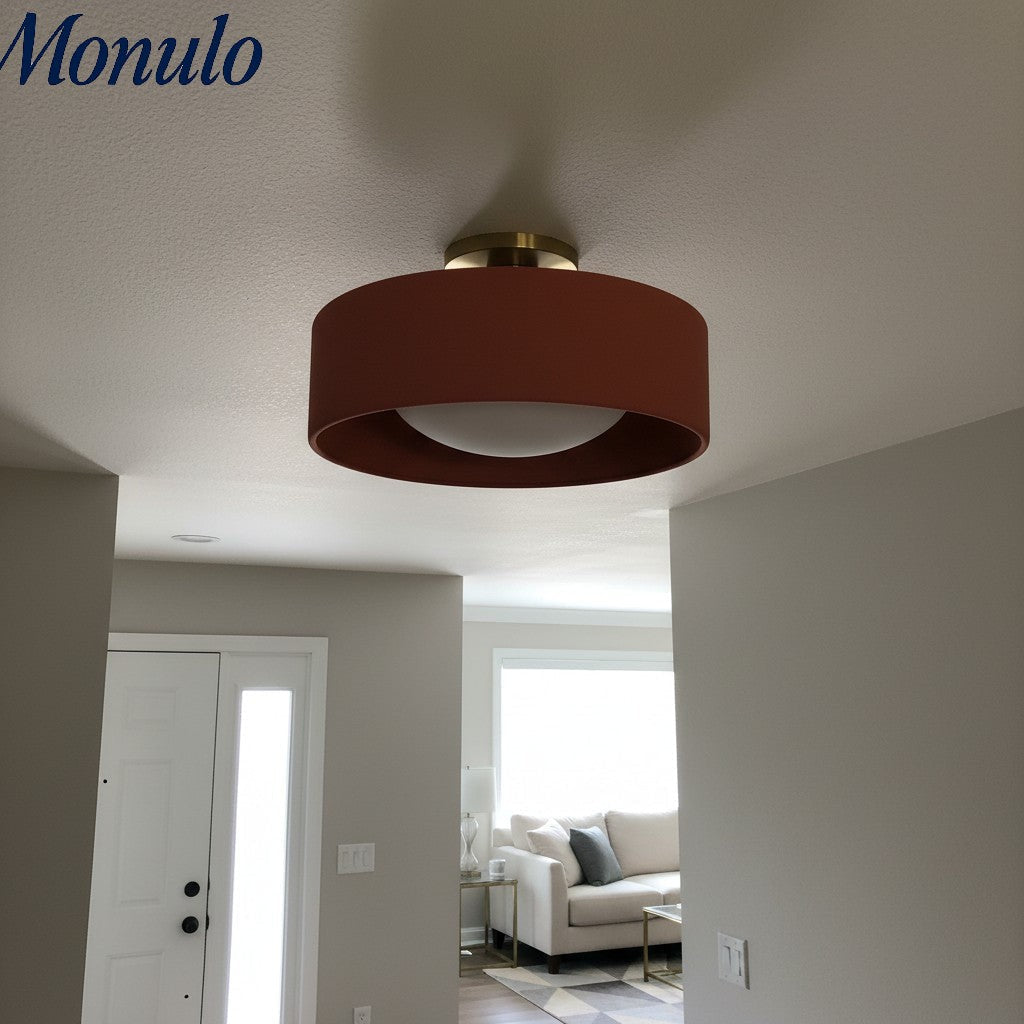 Porcelain Ceiling Lamp with Sleek Mounting | Modern Low Profile Lamp Ceramic Surface Lighting - Lamylie