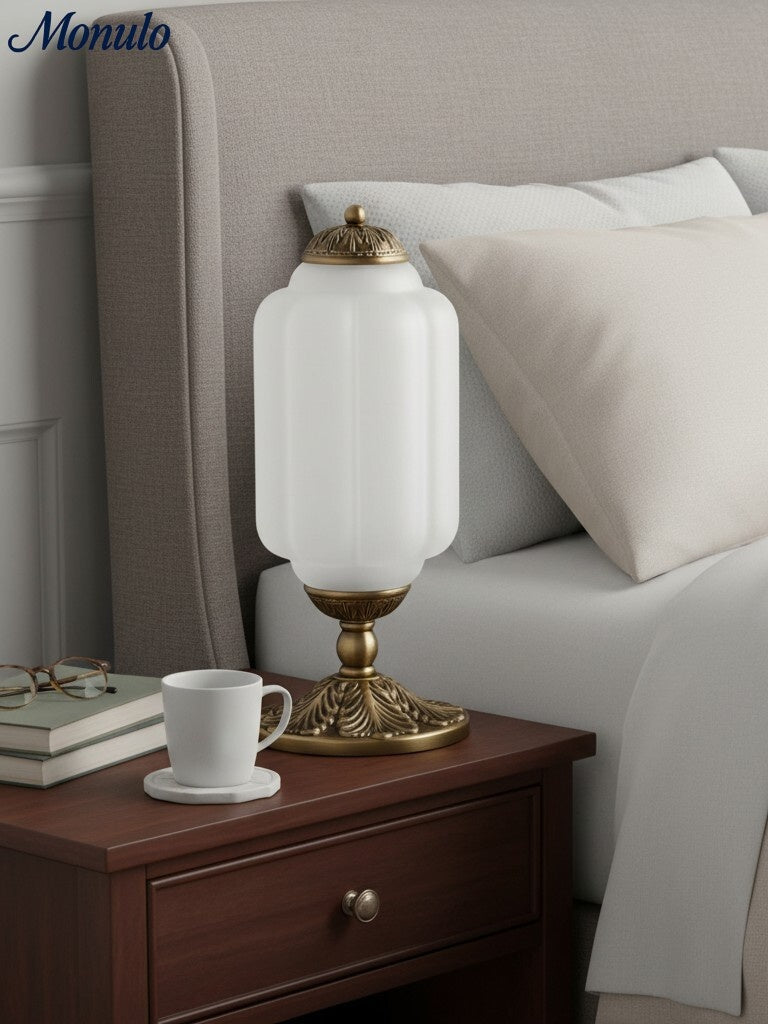 Vintage Glass Table Lamp with Brass or Black Finish - Lamylie