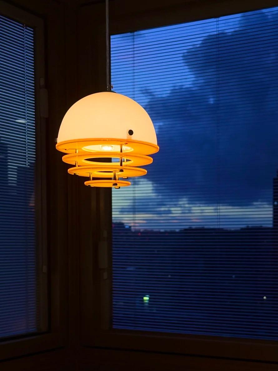Stylish Pendant Lamp Bauhaus Design Orange-White Ambient Lighting for Modern Interiors - Lamylie