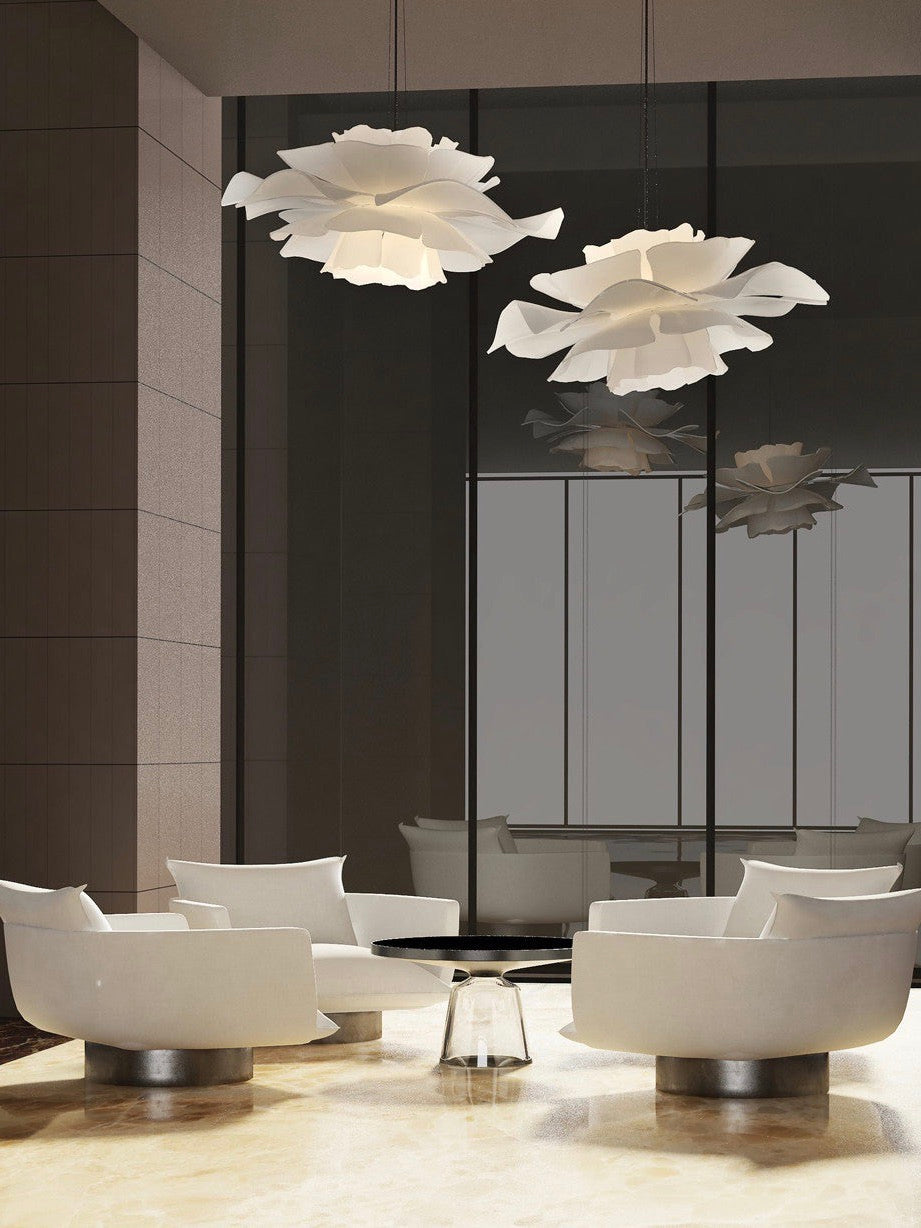 Handmade Acrylic Pendant Lamp Lotus Flower White Scandinavian Design - Lamylie