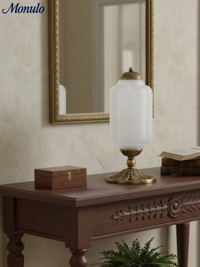 Vintage Glass Table Lamp with Brass or Black Finish - Lamylie