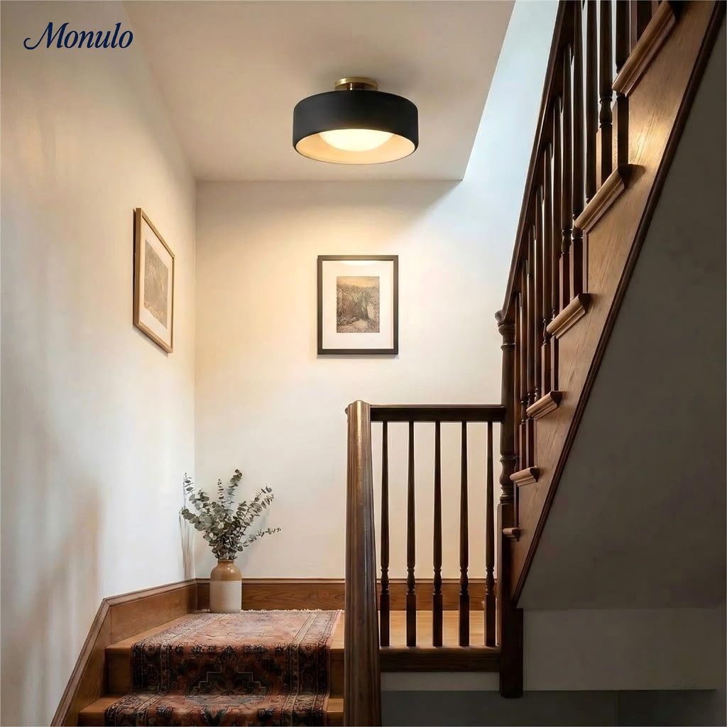 Porcelain Ceiling Lamp with Sleek Mounting | Modern Low Profile Lamp Ceramic Surface Lighting - Lamylie