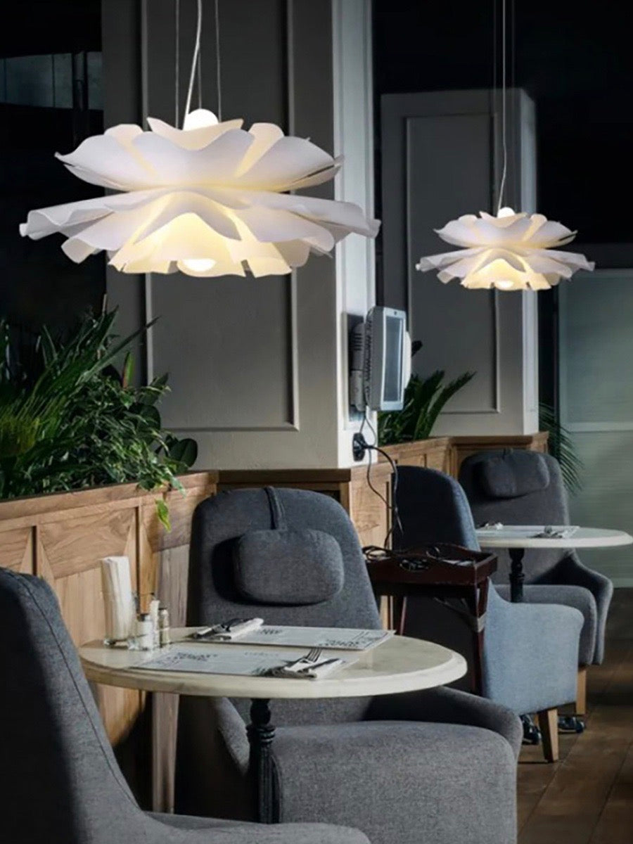Handmade Acrylic Pendant Lamp Lotus Flower White Scandinavian Design - Lamylie