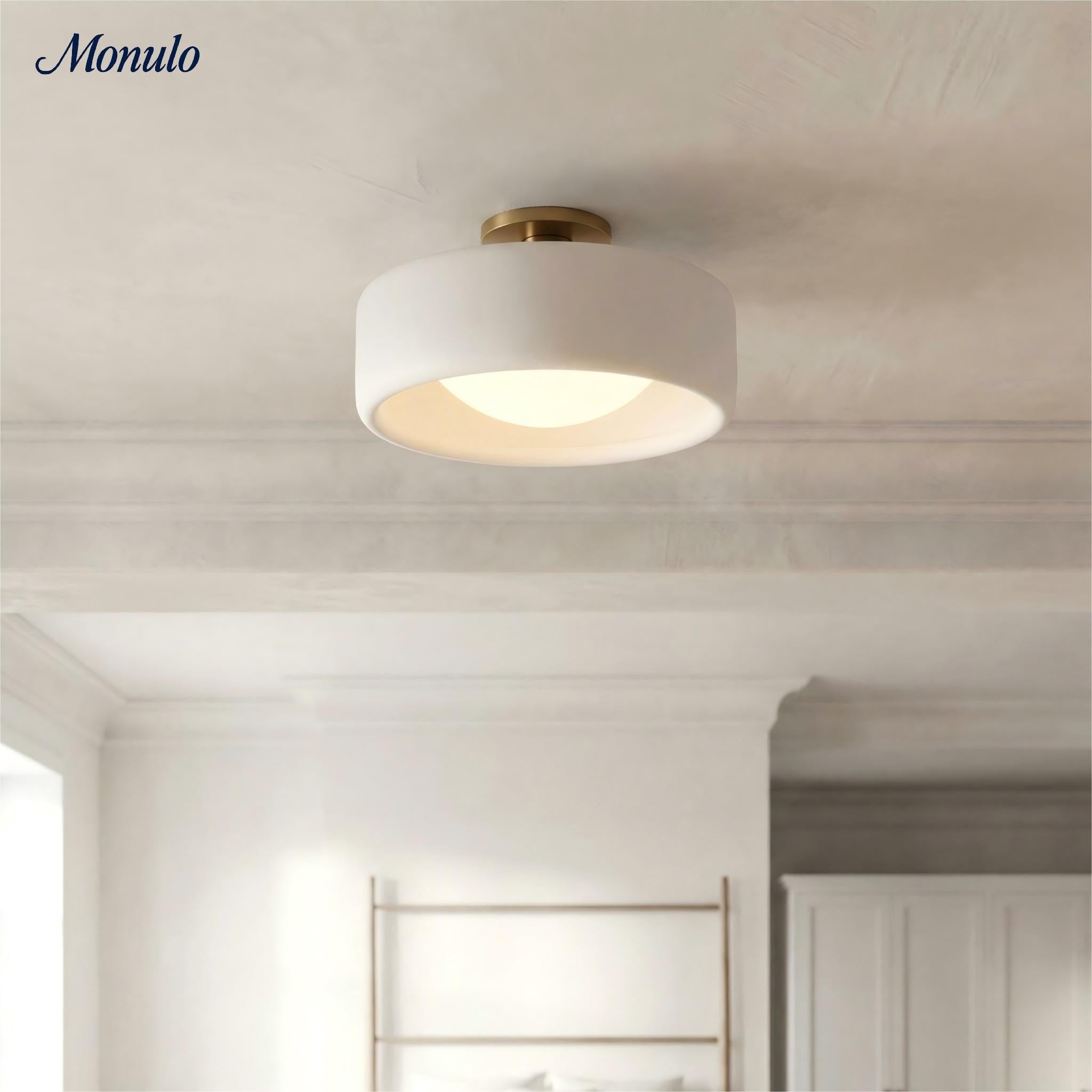Porcelain Ceiling Lamp with Sleek Mounting | Modern Low Profile Lamp Ceramic Surface Lighting - Lamylie