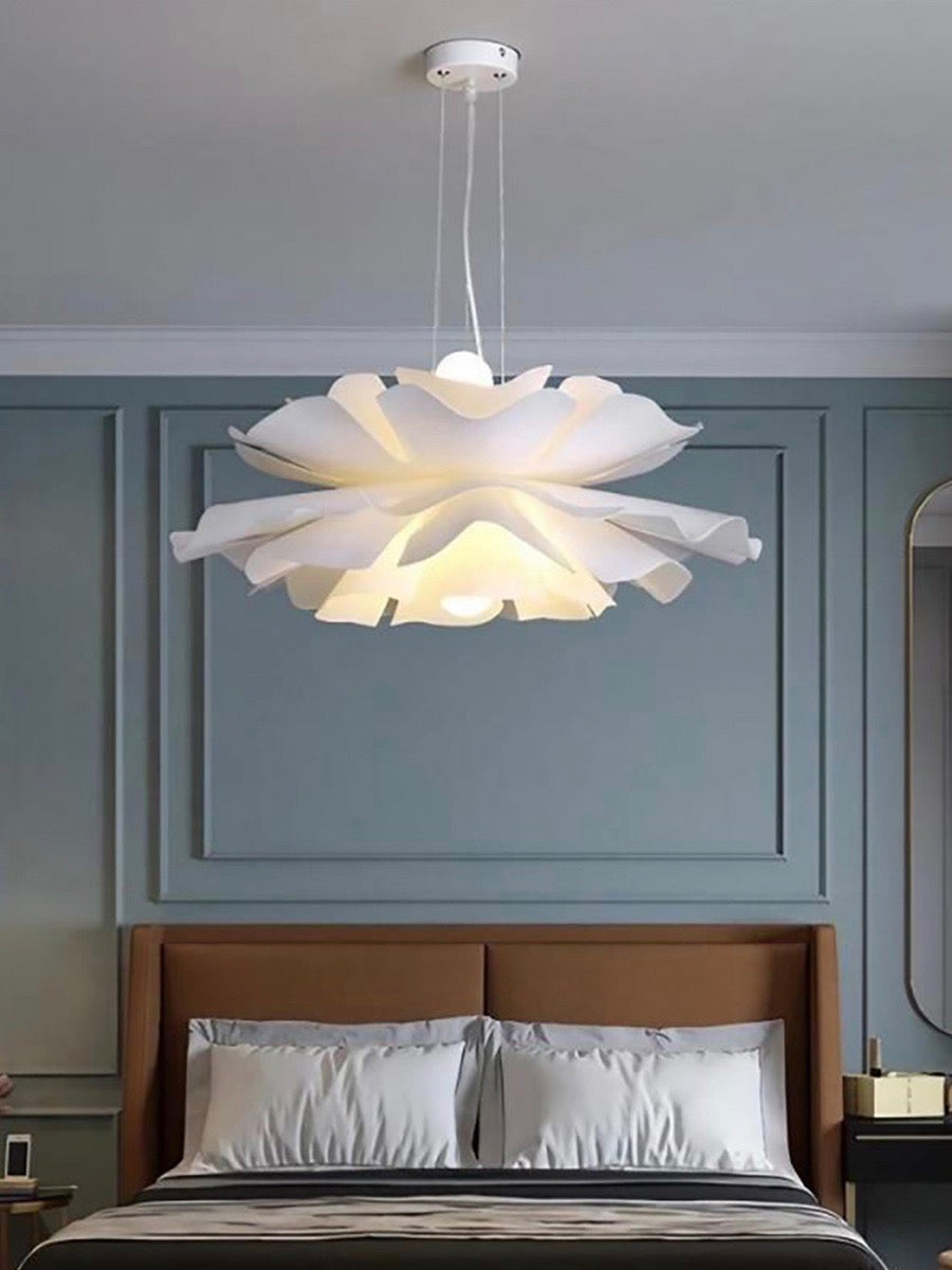 Handmade Acrylic Pendant Lamp Lotus Flower White Scandinavian Design - Lamylie