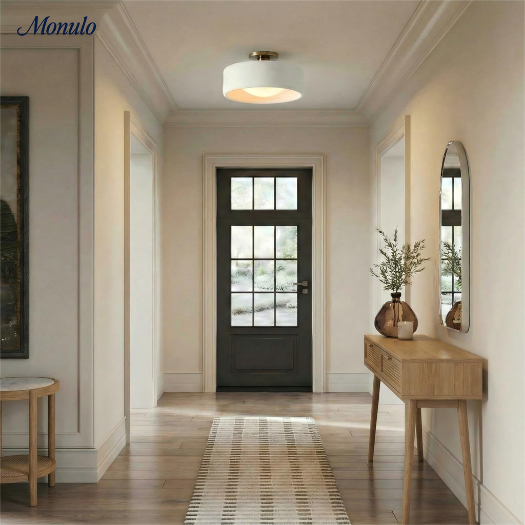 Porcelain Ceiling Lamp with Sleek Mounting | Modern Low Profile Lamp Ceramic Surface Lighting - Lamylie