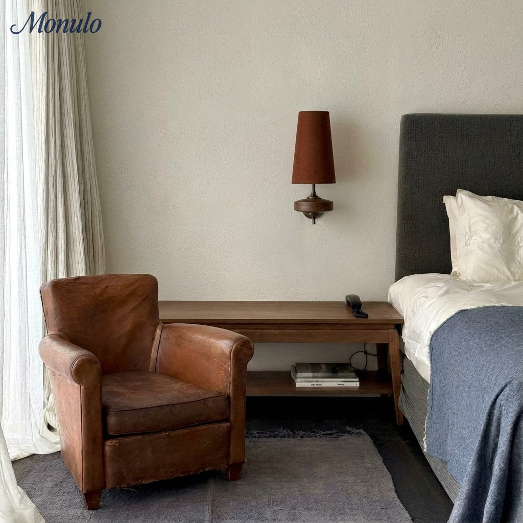 Retro Wall Lamp with Fabric Shade | Vintage Lighting for Bedroom - Lamylie